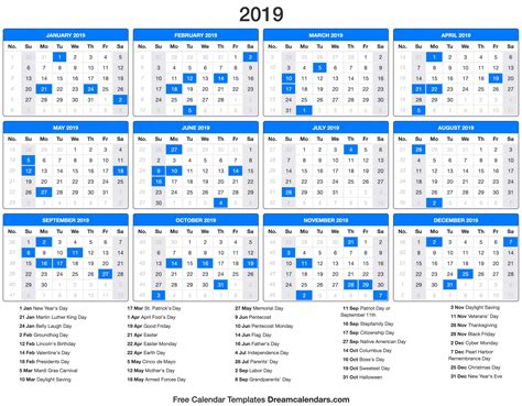 Cebu Year Planner with 2019 Holidays .
